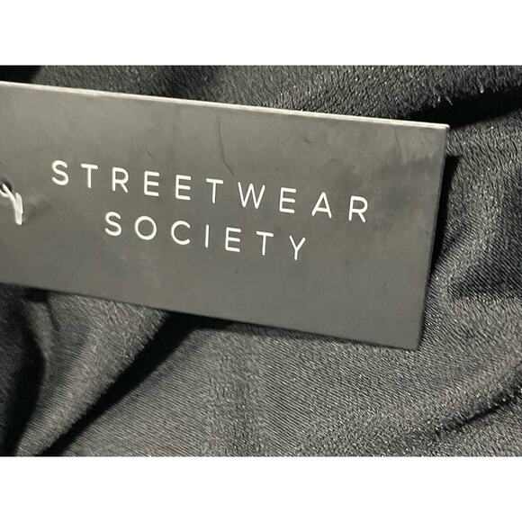 NWT Streetwear Society Women's Size Small Cold Shoulder Wrap Tulip Dress Black - Picture 3 of 8